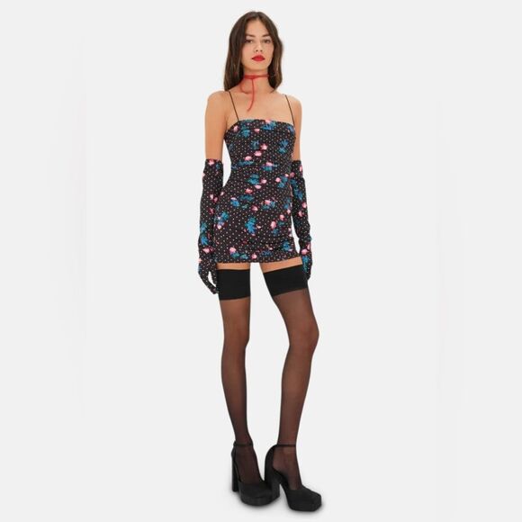 NWT For Love & Lemons Posey Mini Dress in Black Size Large - Picture 3 of 7